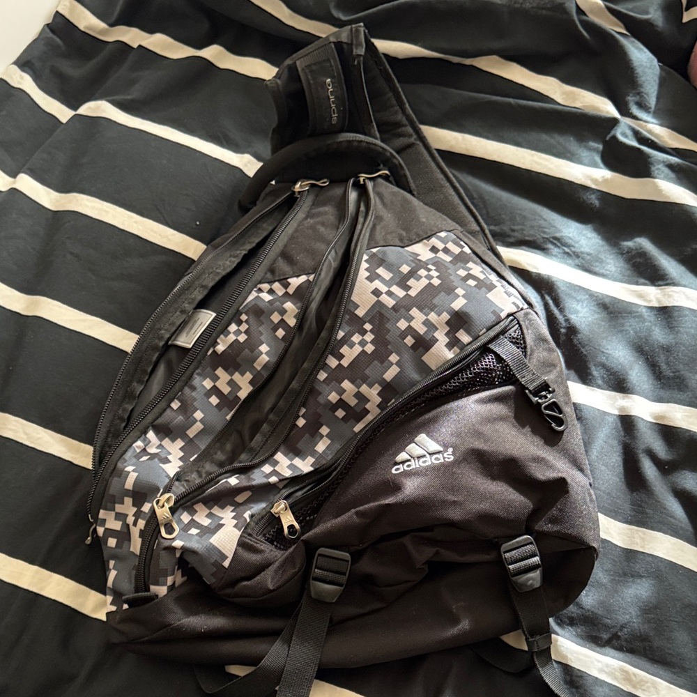 Adidas sling bag one shoulder Pixel Pattern Black and Gray Backpack